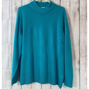Appleseeds Teal Blue Lightweight Mock Turtleneck Sweater 3X New
